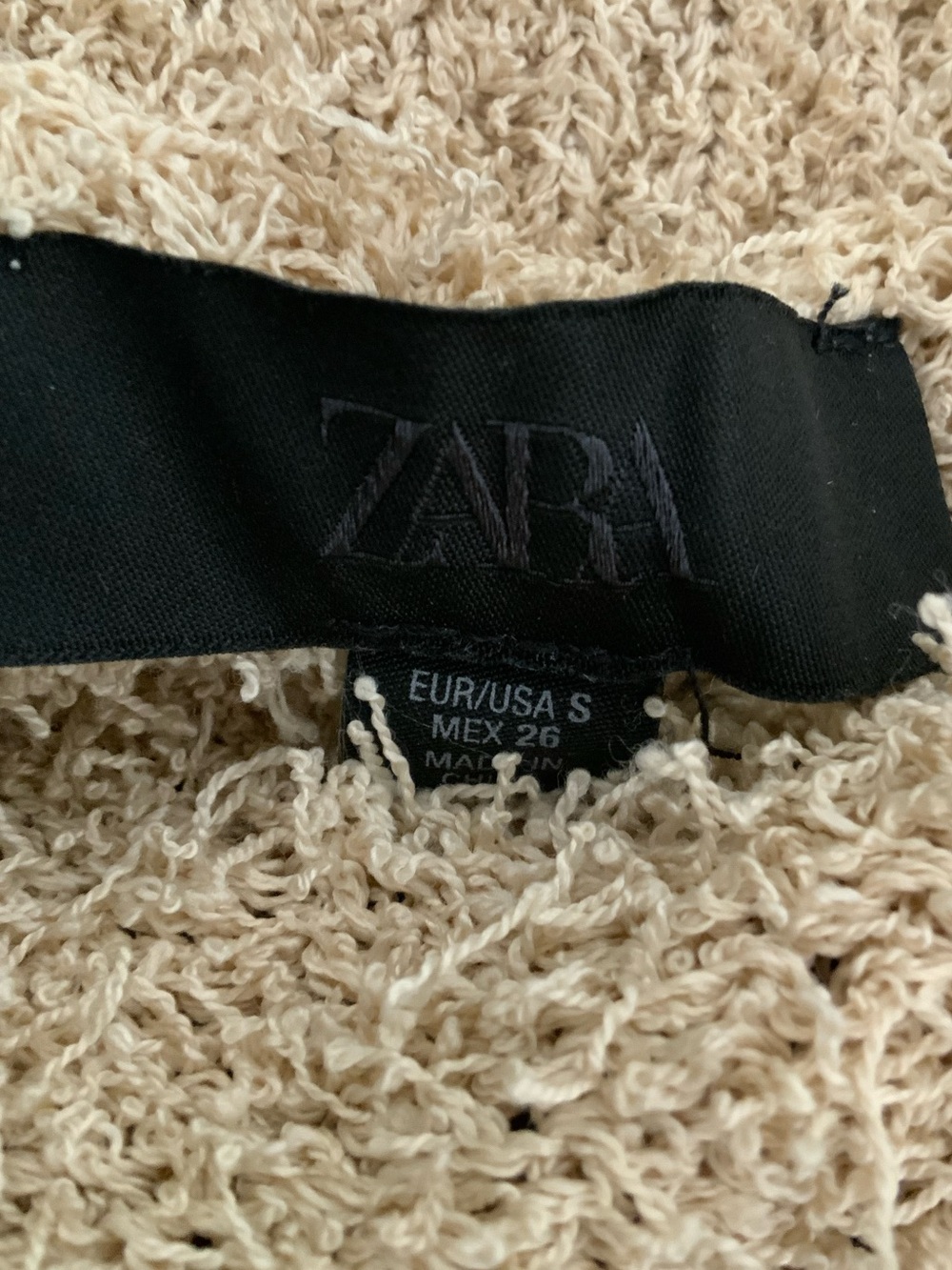 ZARA Fringed Knit Cardigan Sand Beige - Picture 7 of 8